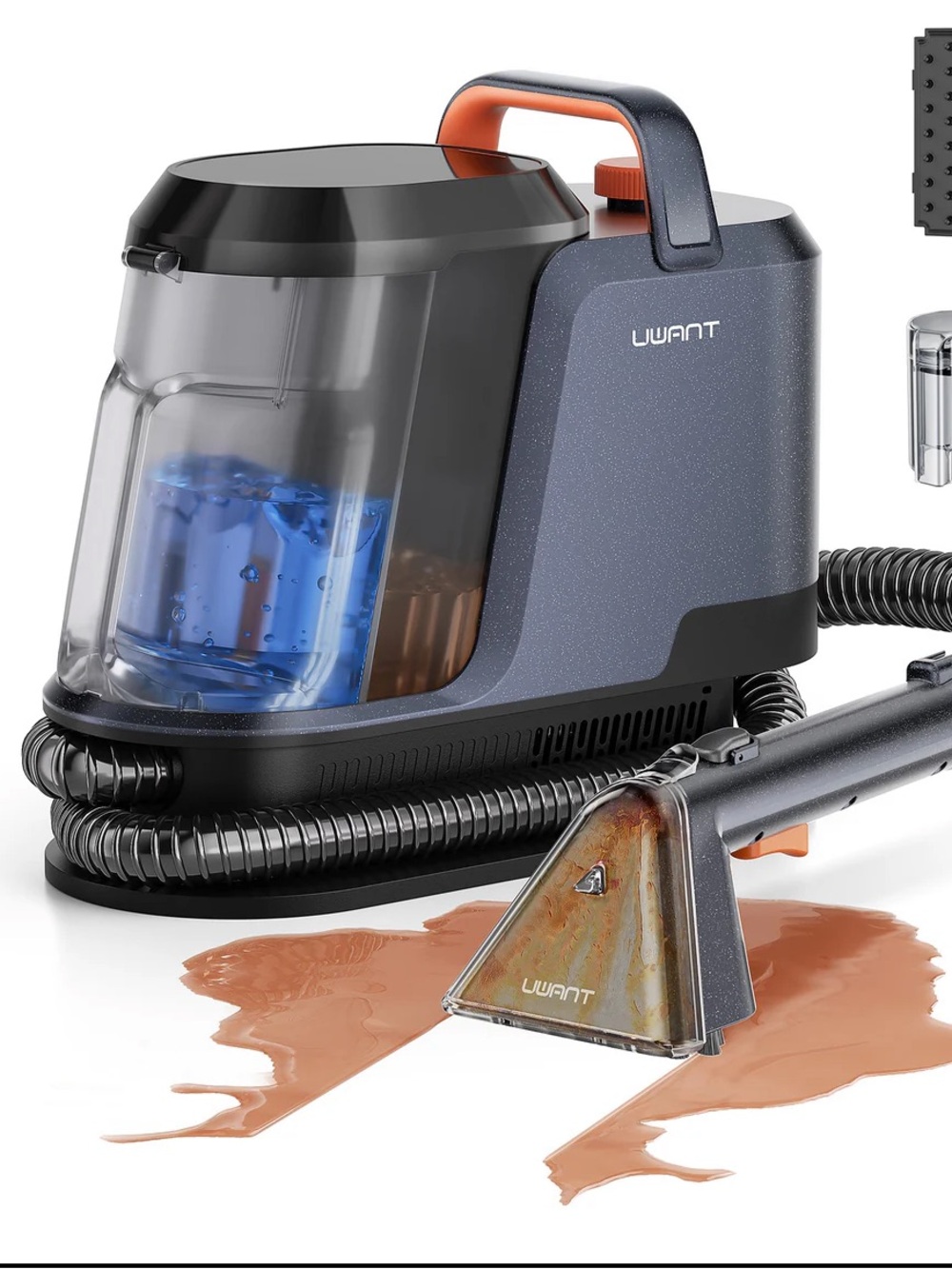UWANT Portable Carpet Cleaner in Dark Blue & Orange Accents